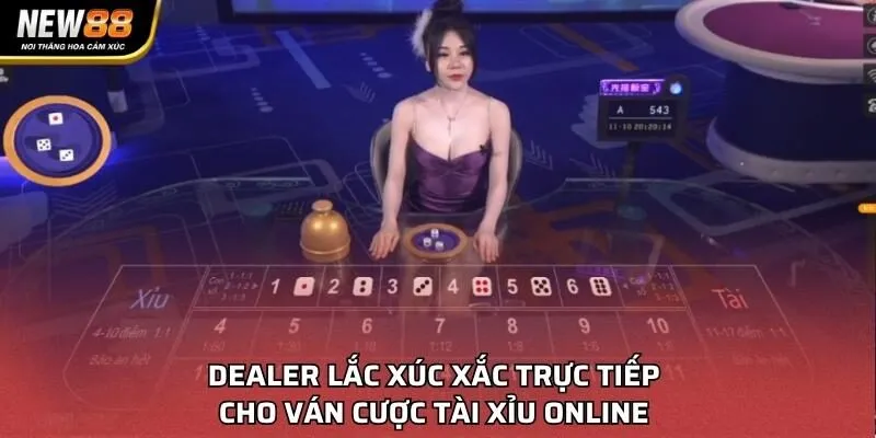 Dealer lắc xúc xắc trực tiếp cho ván cược Tài Xỉu online