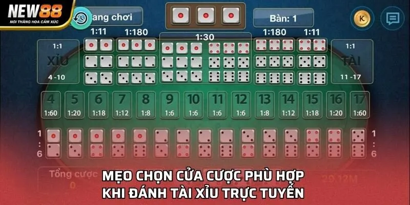 Mẹo chọn cửa cược phù hợp khi đánh Tài Xỉu trực tuyến